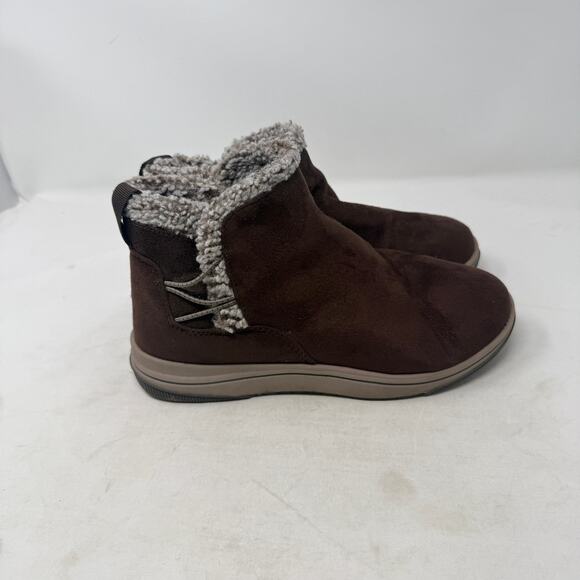 Clarks Cloudsteppers Breeze Winter Boots Brown Faux Fur Lined Ankle Size 7W - Picture 5 of 13